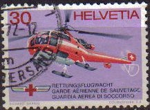 Suiza 1972 Scott 553 Sello Guardia Aerea de Salvamento Helicoptero Michel 977 usado Switzerland Suisse 